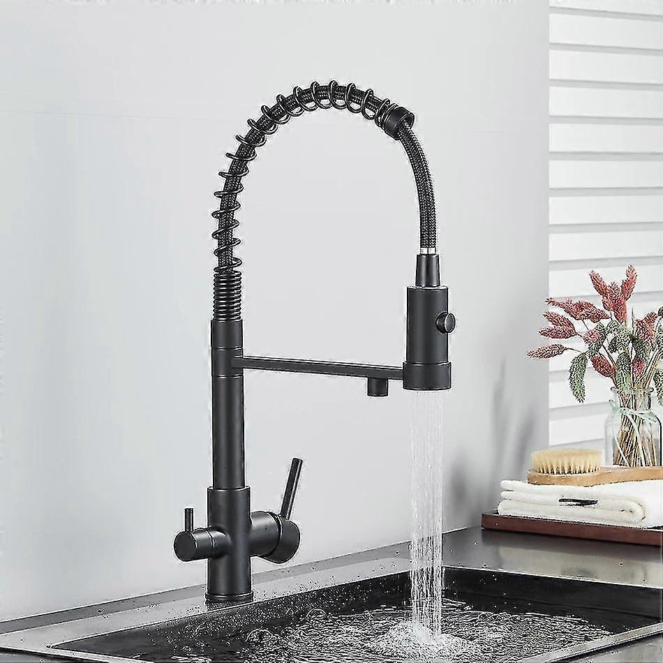 Pull-Down-Filter-Küchenarmatur 3-Wege-Trinkwasser-Reinwasserhähne Messing 360 Flexibler Reinigungswasser-Mischhahn