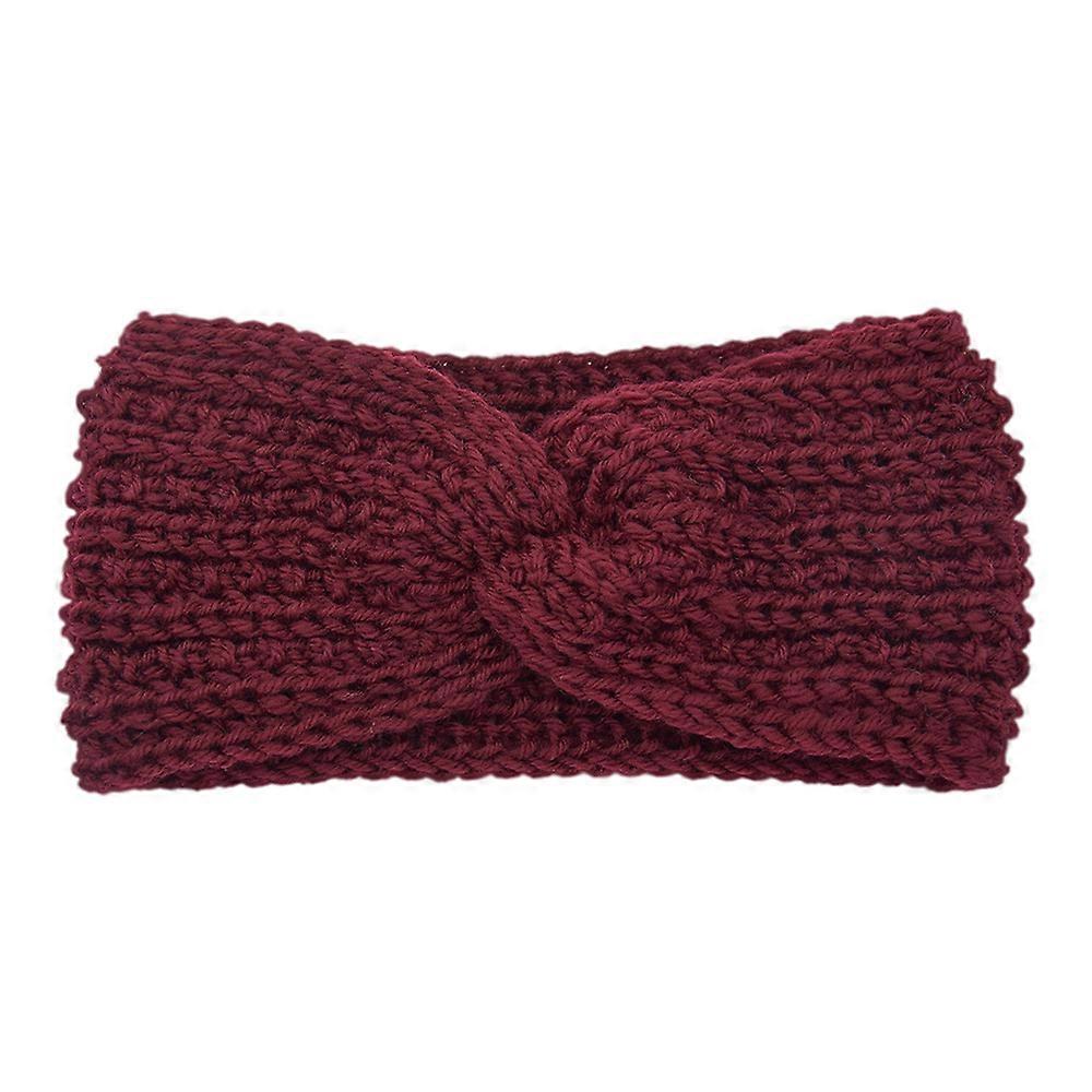 ZK-2pcs Spring Warm Fluffy Stretch Knit Bandana Crossover Headband Gray