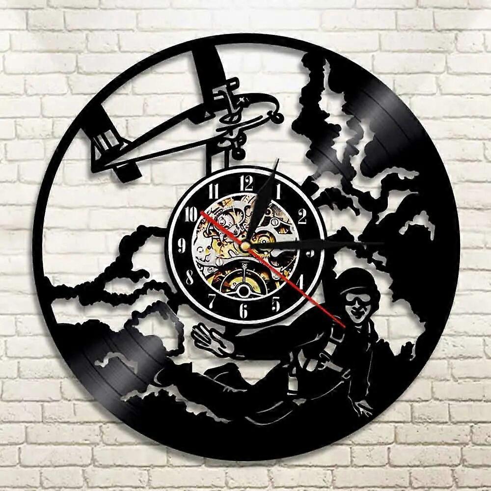 LED Airplane Pilot Vinyl Record Wall Clock Themed Decorative Clock Vintage Art Quartz Clock Led Clock Pointer Clock