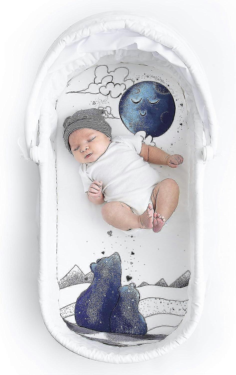 - Fitted Bassinet Sheet, Soft Cotton Flexible Fit Sheet For Oval, Rectangle, And Hourglass Standard Sized Mattresses, 16 In. X 32 In. - Mama Bear Blue