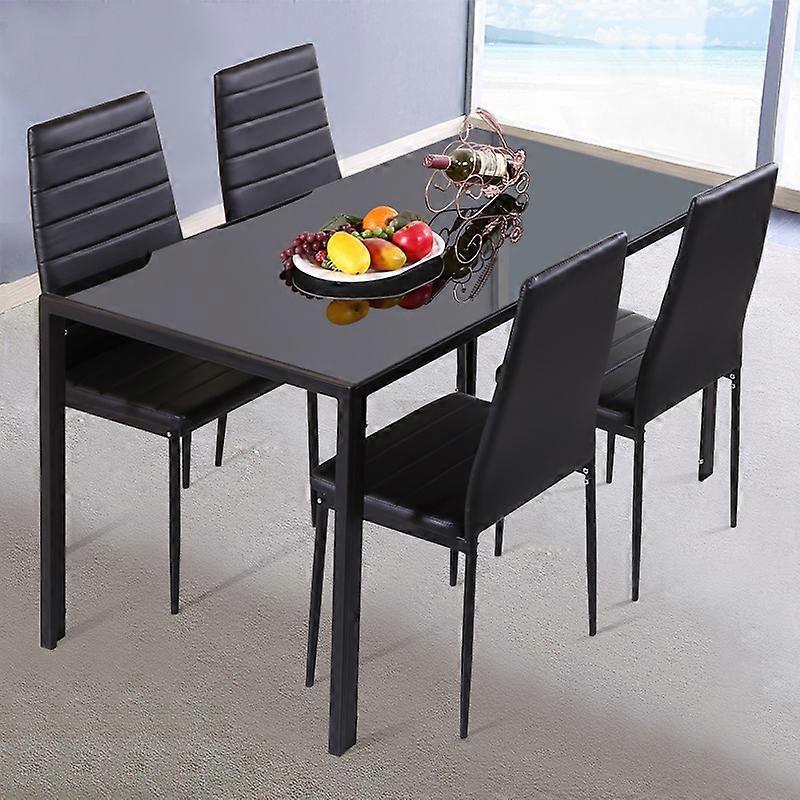 Glass Dining Table 120x80x75cm Black(Without Chair)