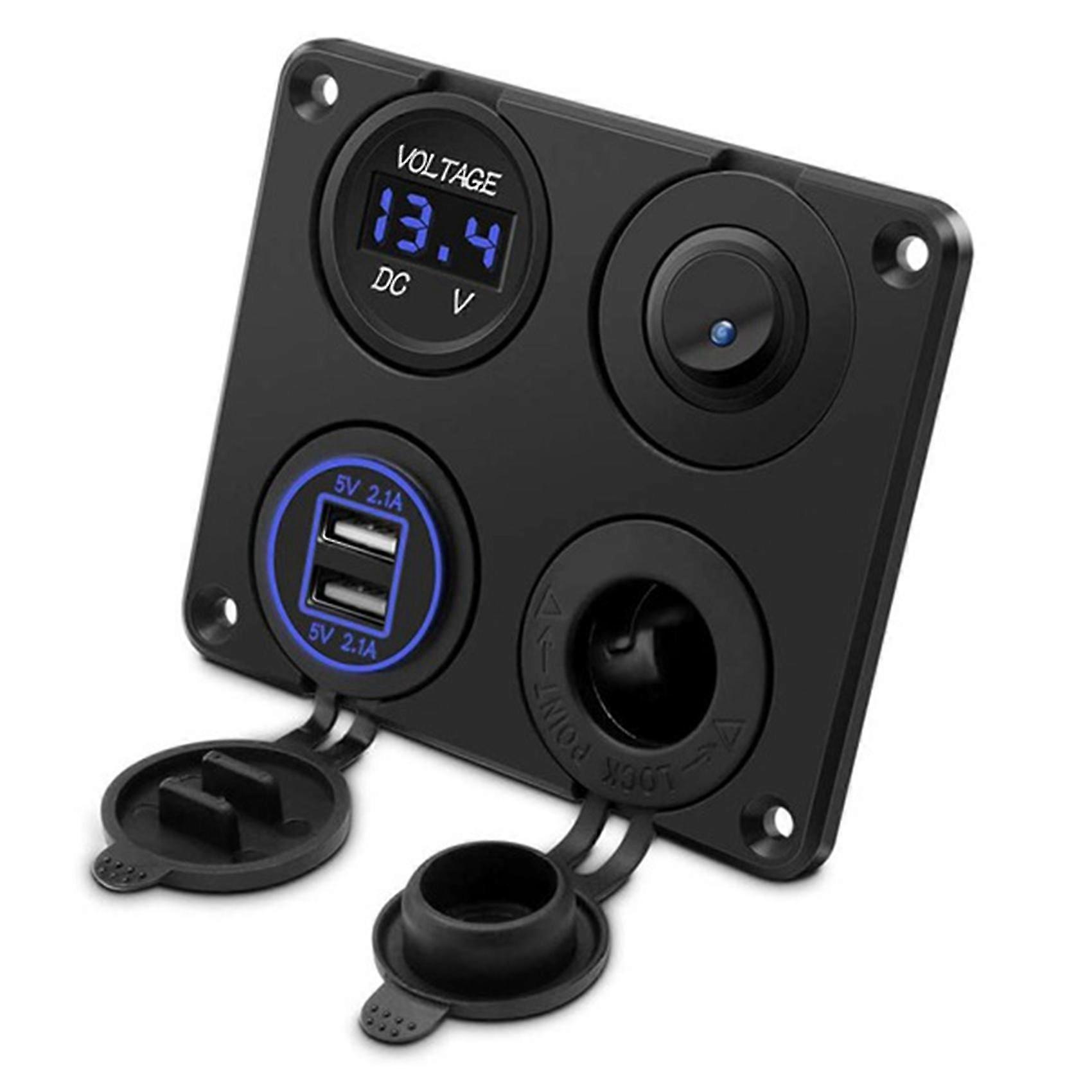 12-24v On-off Switch Led Voltmeter With Usb Ports Car Charger For Car Boat Led Switch Panel Socket