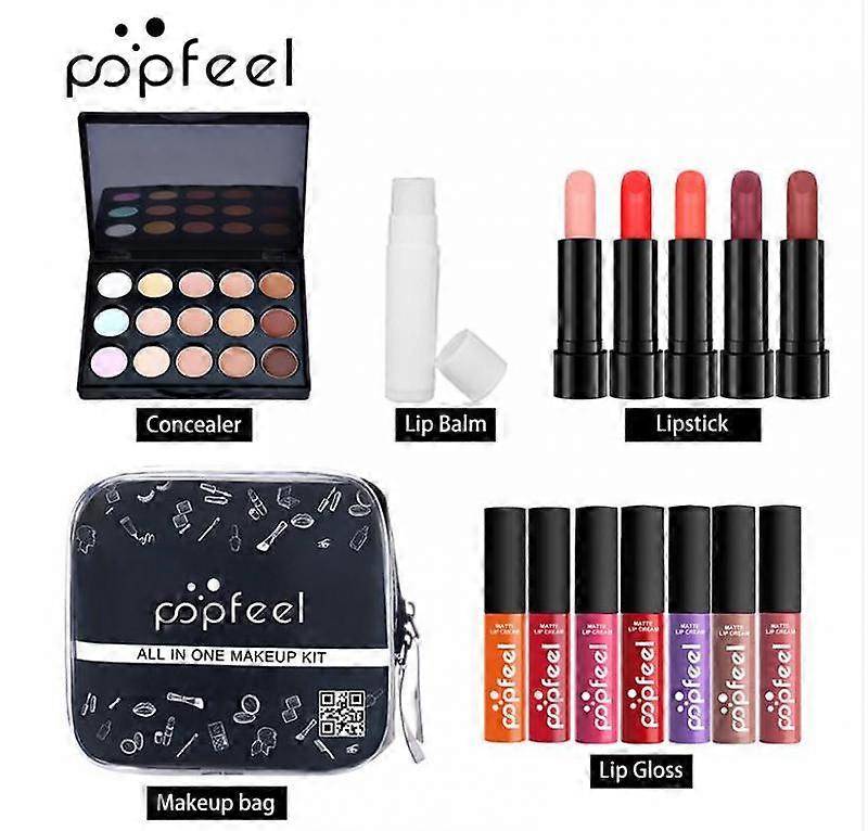 POPFEEL 8-56Pc Full Makeup Set Include Eye Shadow Palette Blusher Concealer