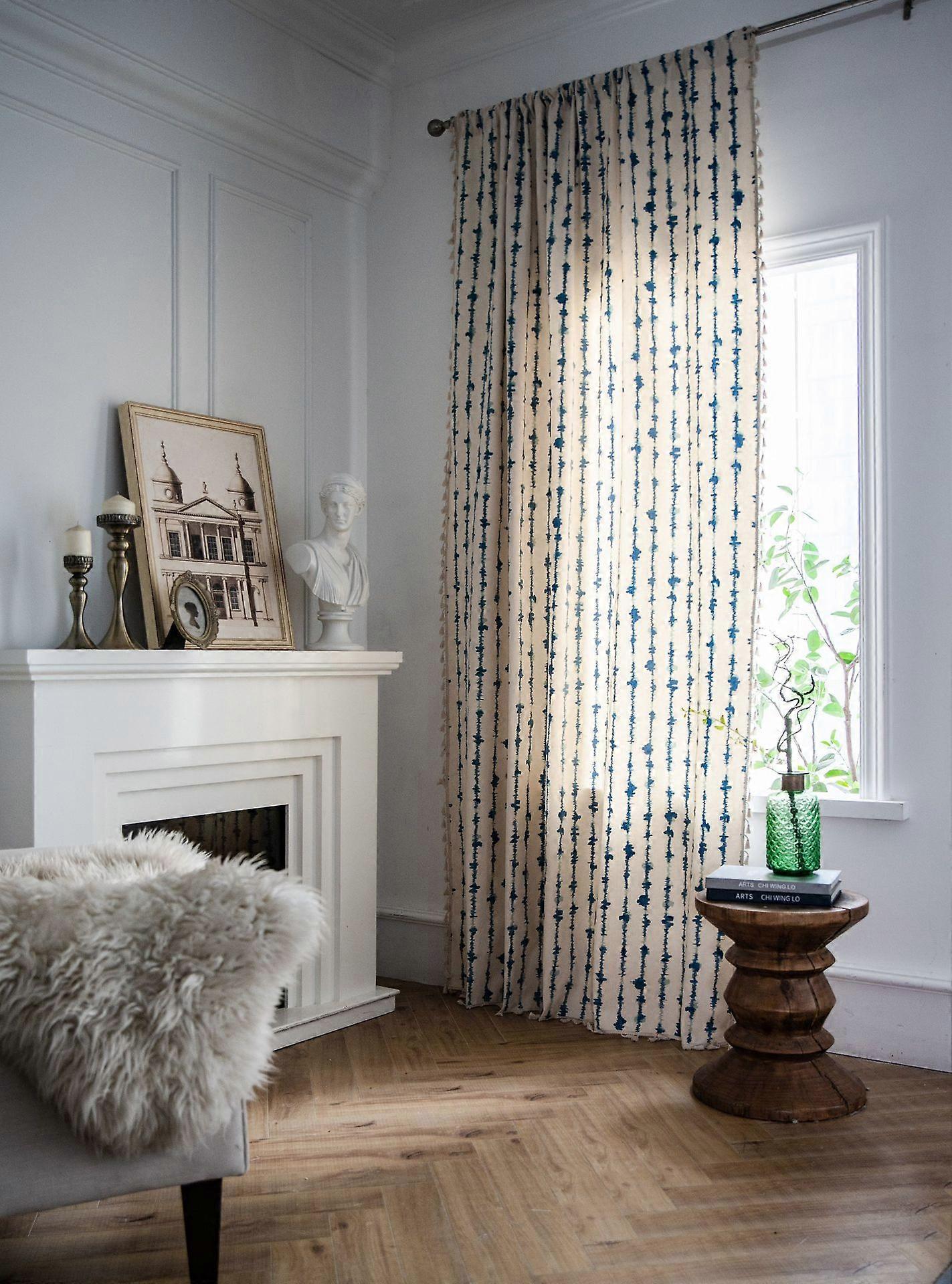 Vertical Striped Pattern Blend Lined Thermal Curtain