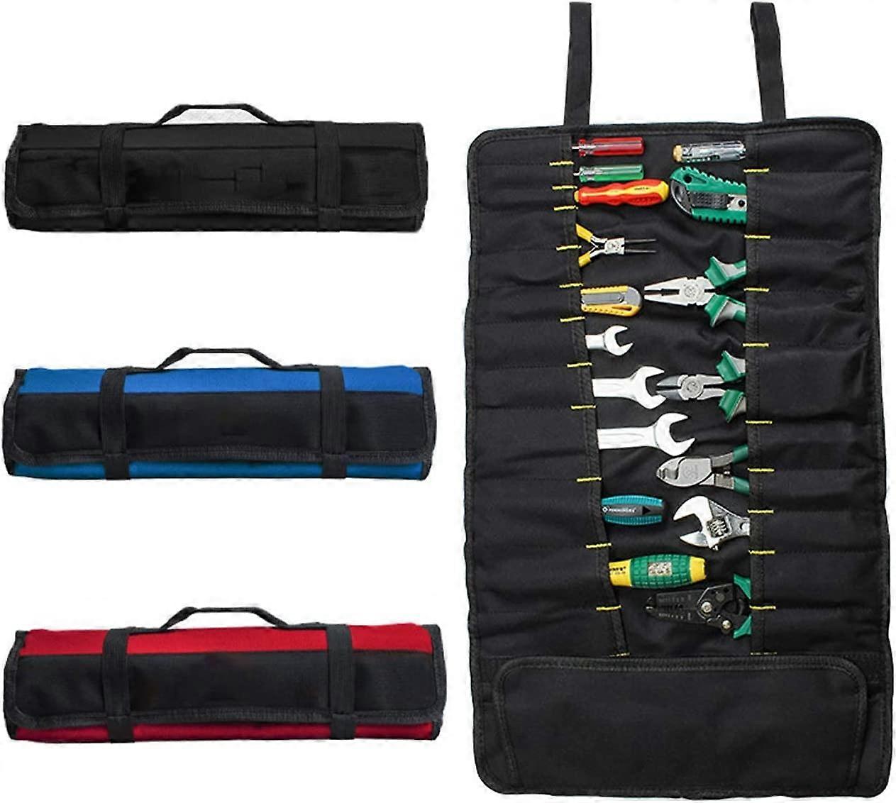 Electrician's tool bag with 22 compartments, red