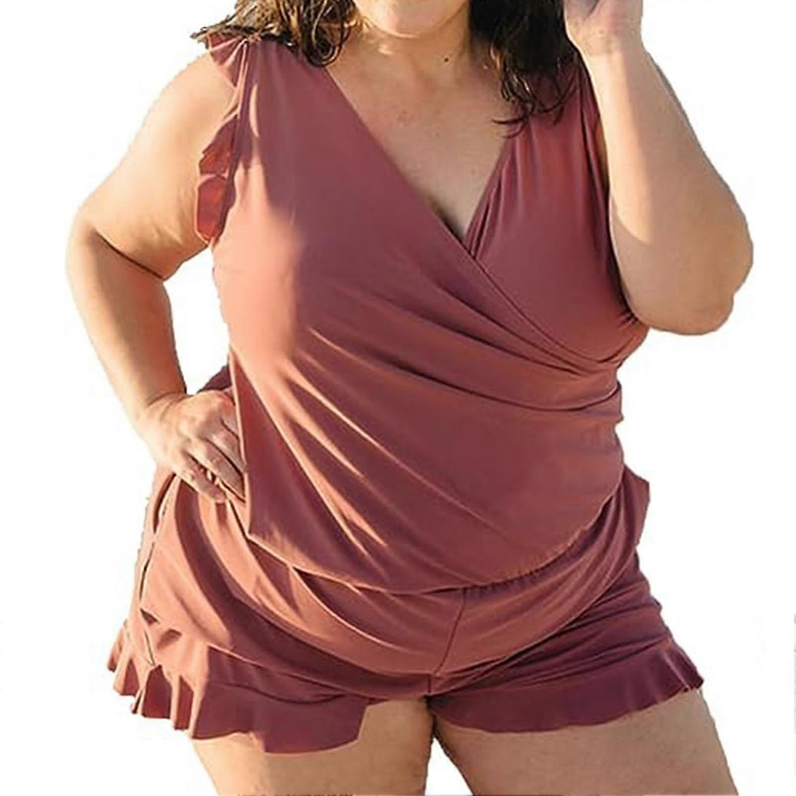 Built-in Bra Swim Romper For Women Simple Style Conservative Slimming Swimsuit Suitable For Vocation Beach G