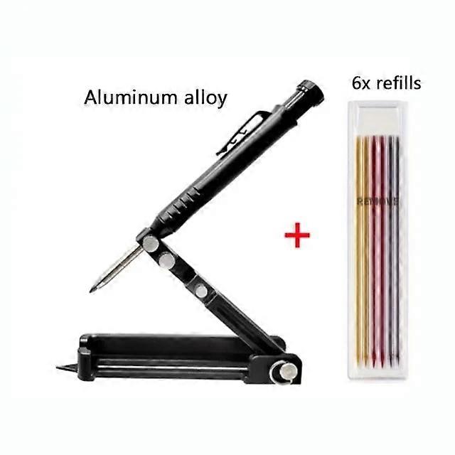 Multi-function Scribing Tool Carpentry Graffiti Line Measuring Hand Tools Aluminum Alloy Scribe Tool with Deep Hole Pencil