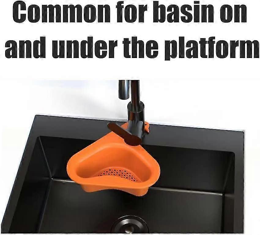 Kitchen Triangular Sink Filter Multifunctional Hanging Fruit and Vegetable Dish Drainer Sink Accessories26*23*8CMorange