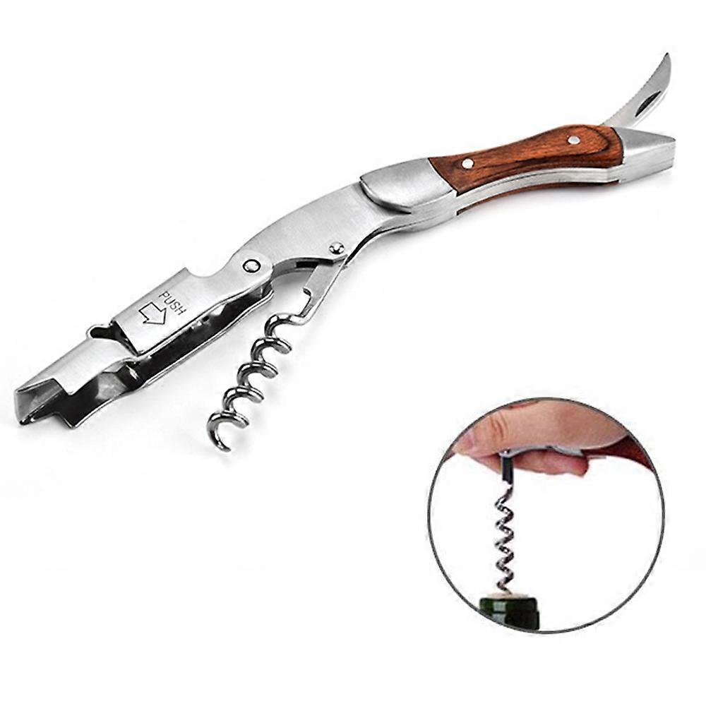 Corkscrew Wine Key with Ergonomic Rubber Grip, Beer Bottle Opener and Foil Cutter