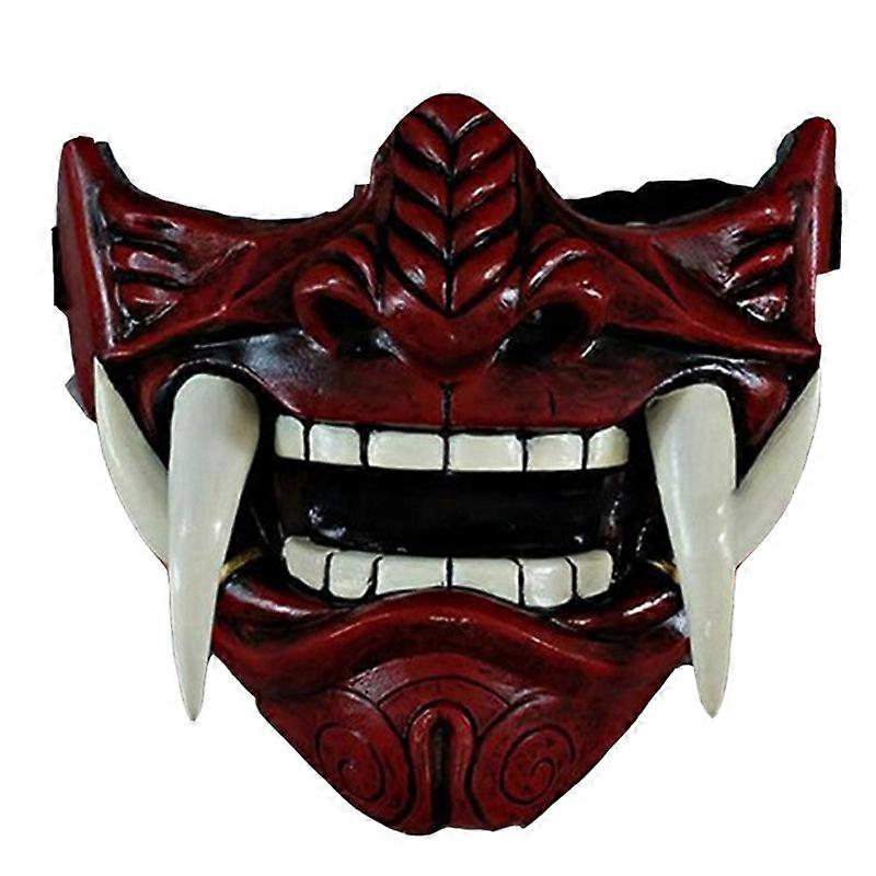 Halloween Japanese Samurai Hannya Oni Mask Latex Half Face Demon Cosplay Costume Airsoft Masks for Men Kids