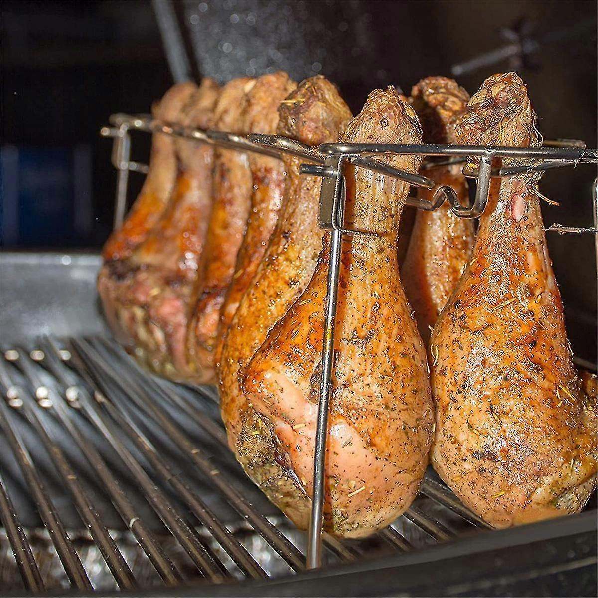 حامل تحميص من الفولاذ المقاوم للصدأ ، رف الضلع يحمل أضلاعا للشواء والشواء التدخين - رف الضلع للشواء لمدخن الغاز ب