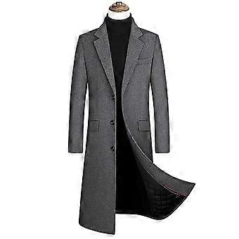 Men's Stylish Wool Trench Coat Winter Slim Fit Jacket Long Peacoat Windbreaker