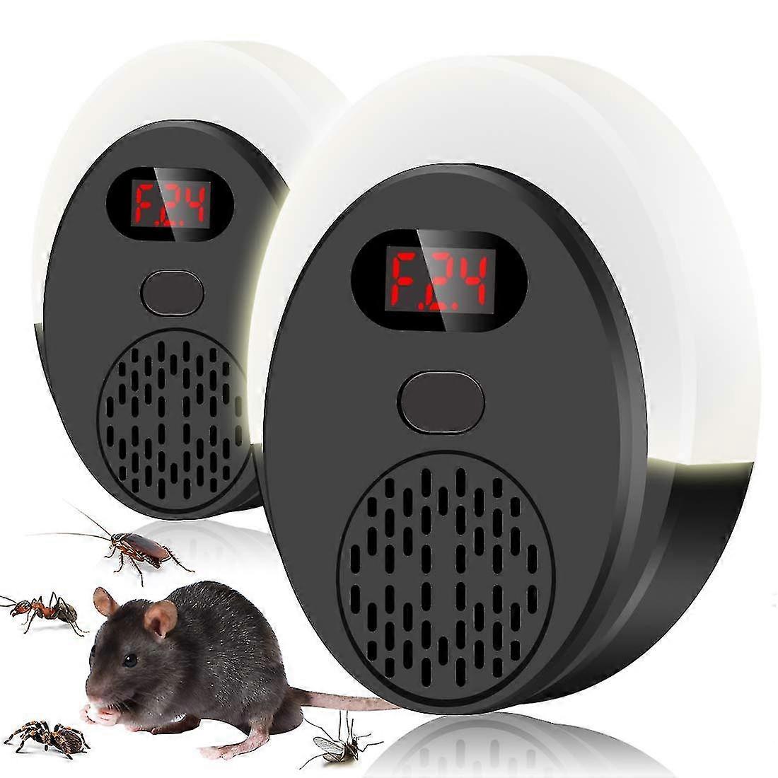 Powerful Ultrasonic Rodent Insect Repeller, Variable Frequency Pest Repeller For Versatile2pcs-Black