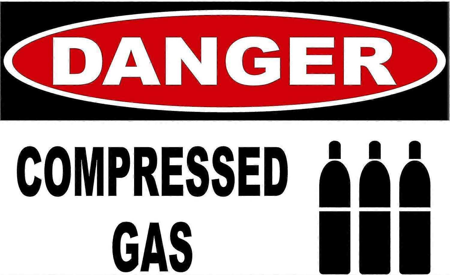 Sinal de Gás Comprimido de Perigo. 8x12 polegadas OU 12x16 polegadas de metal. Modo 1973