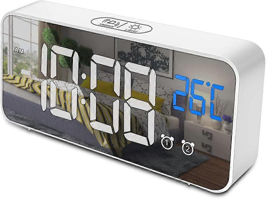 Digital Alarm Clock, Digital Alarm Clock 13 Musics Sound Control 4 Adjustable Brightness LED Electronic Alarm Clock with Snooze Function, 2 Alarms, US