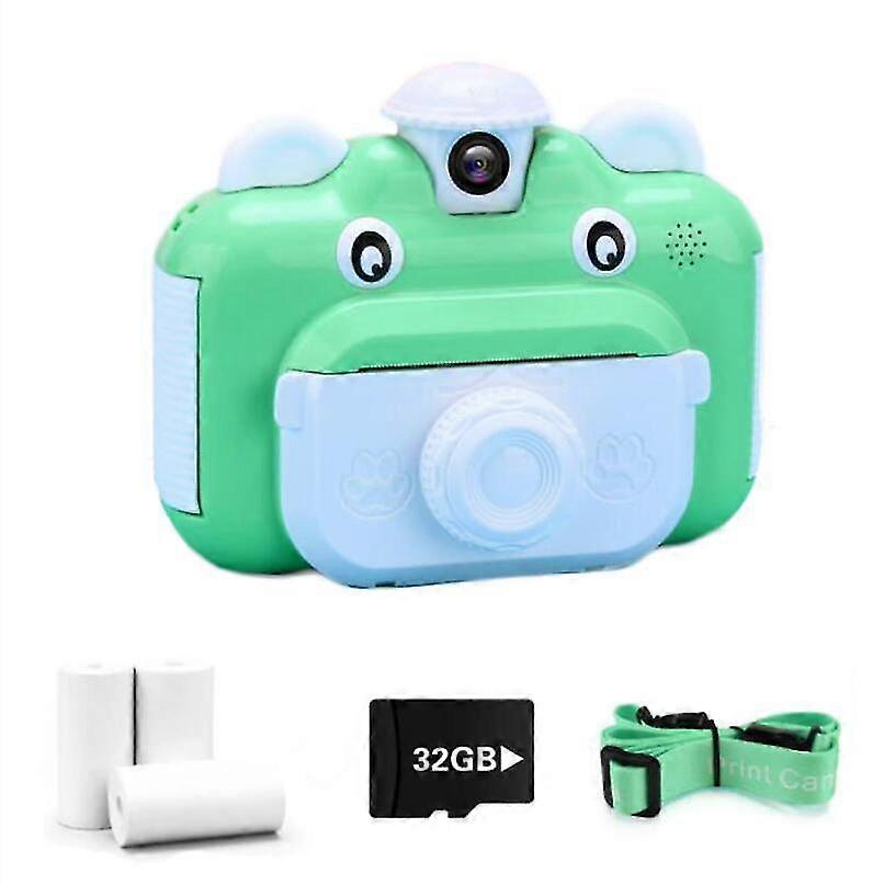 キッズインスタントプリントカメラおもちゃ子供1080P HD、32GBカードGRNCMR01