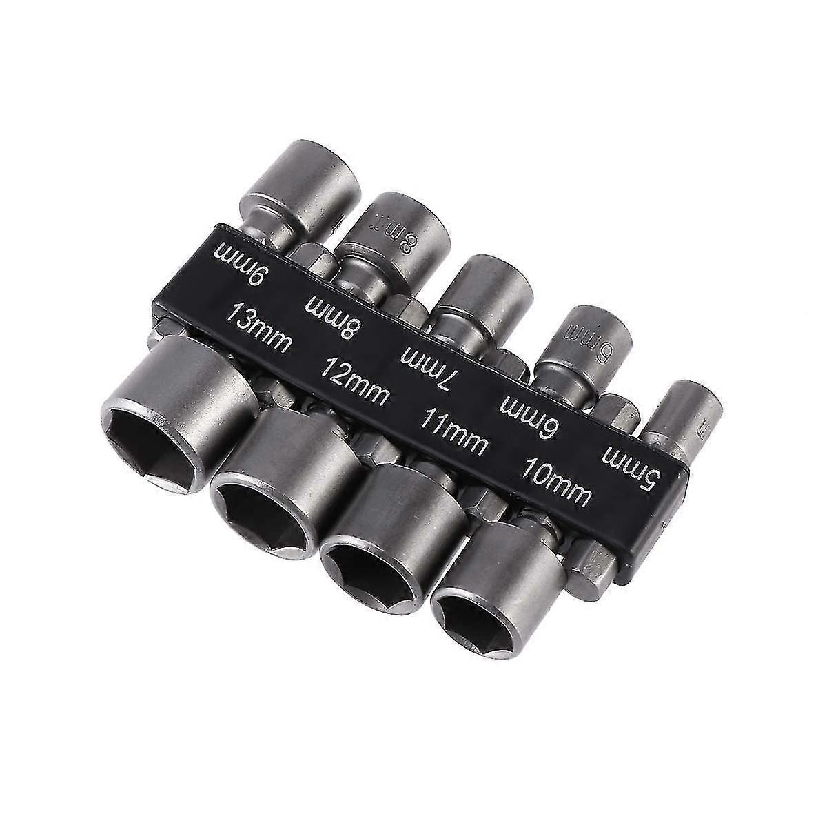 9 Pieces 5-13mm Imperial Socket Drill Bit Set With Impact Nut For 1/4" Hex Shank Drill