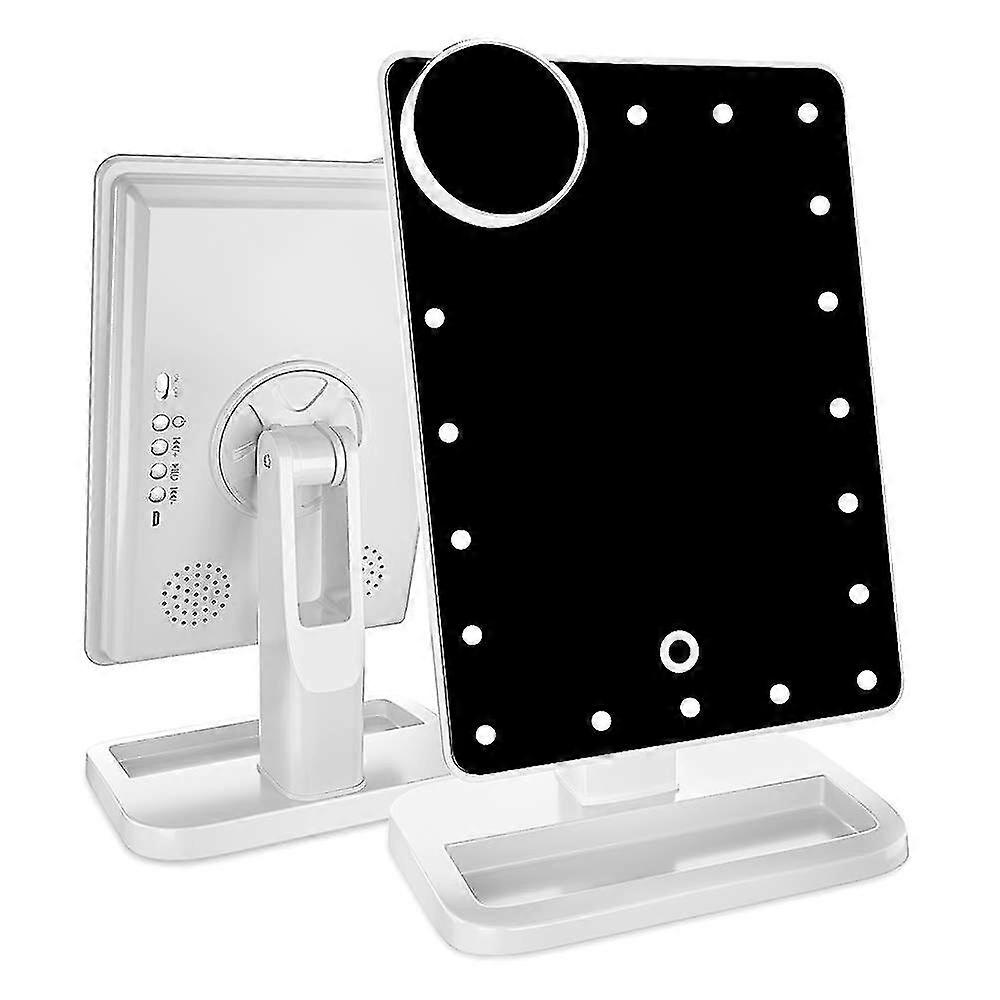 Vanity Mirror With Lights Bluetooth Lighted Makeup Mirror Touch Screen(white)-WG