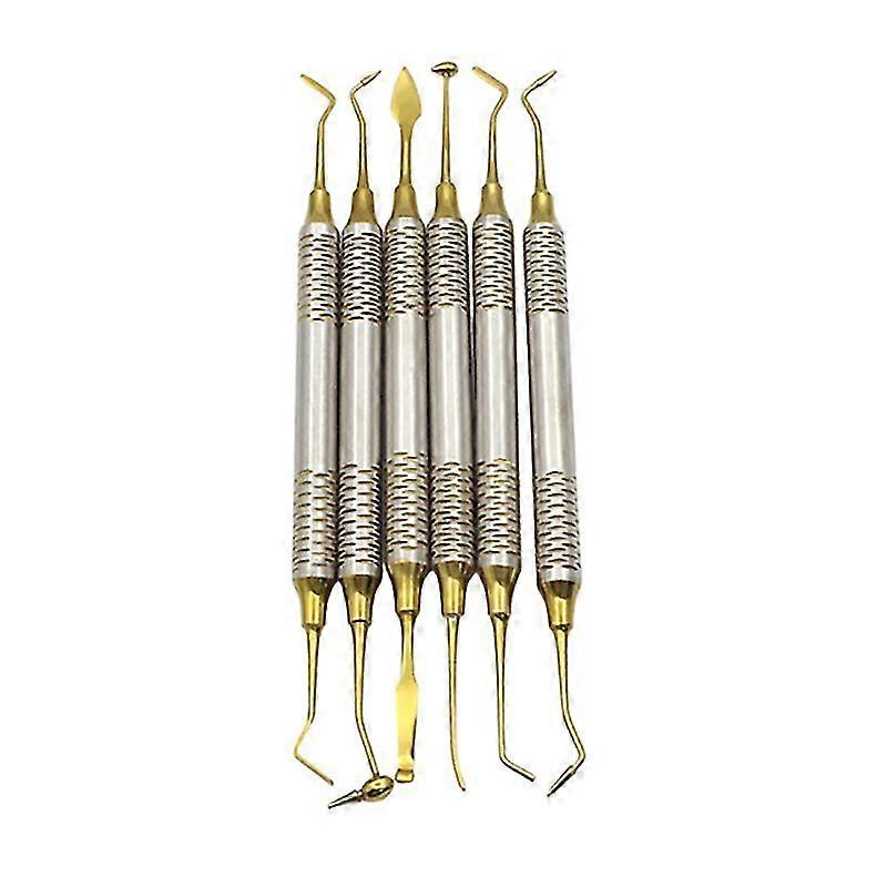 6pc Dental Composite Resin Filling Spatula Titanium Plated Head Resin Filler Set Hfmqv