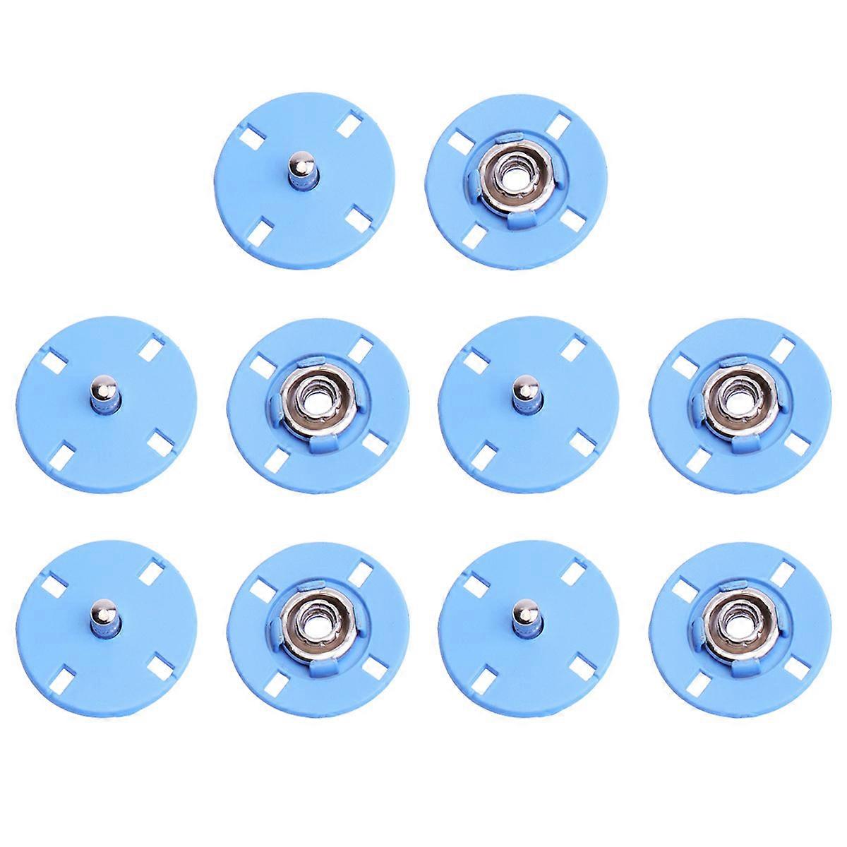 10pcs Alloy Button Metal Hands Sew Buttons Coat Buckle Flat Buttons for Clothes (Sky-blue)
