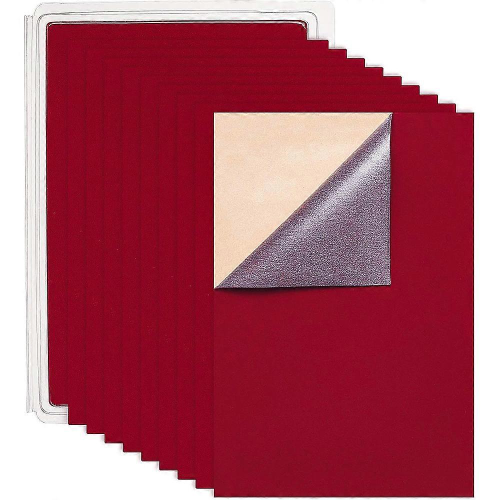 1Set 20PCS Velvet (Dark Red) Fabric Sticky Back Adhesive Felt A4 sheet (21cm x 30cm / 8.3" x 11.8") Self-Adhesive Durable and Water Resistant Multi-pu