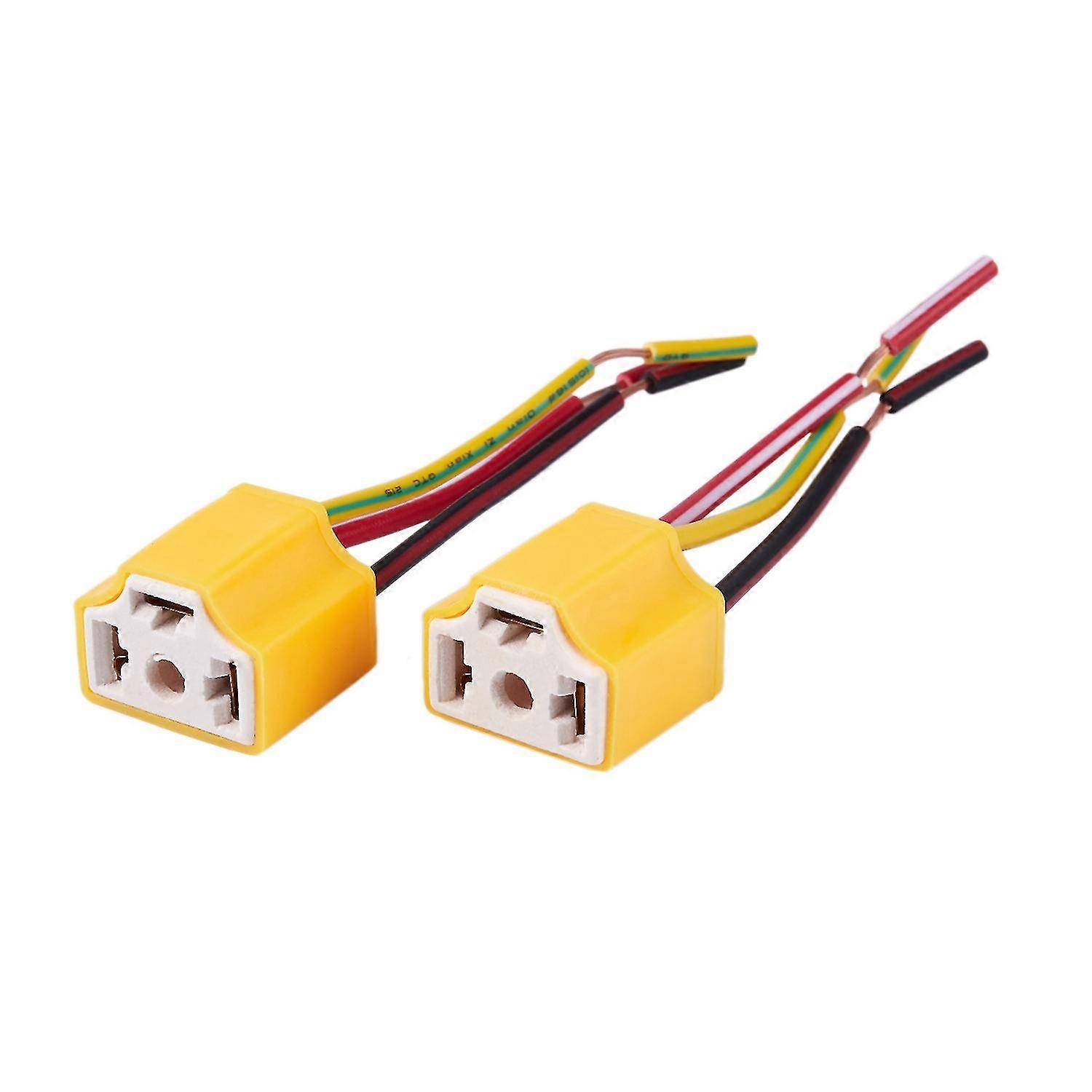 2 Pcs H4 9003 Hb2 Female Ceramic Wire Harness Headlight Sockets Plug