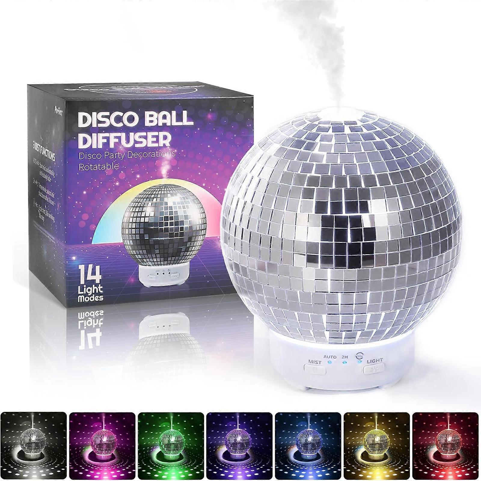 Disco Ball Diffuser Rotating, Disco Diffuser for Essential Oils with Whisper Quiet Operation, 7 Color Night Light, Cool Aromatherapy Diffuser for Medi