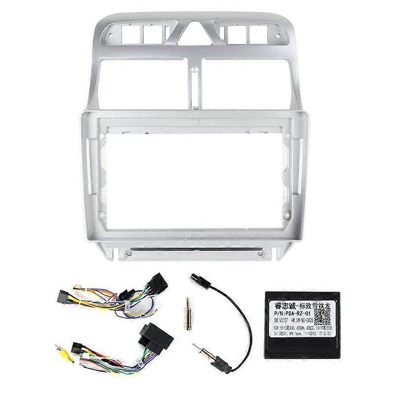 Car Radio Dashboard Frame for Peugeot 307 2004-2013 - Car Video Panel Frame with Power Cord, CANBUS Cable, and Wires
