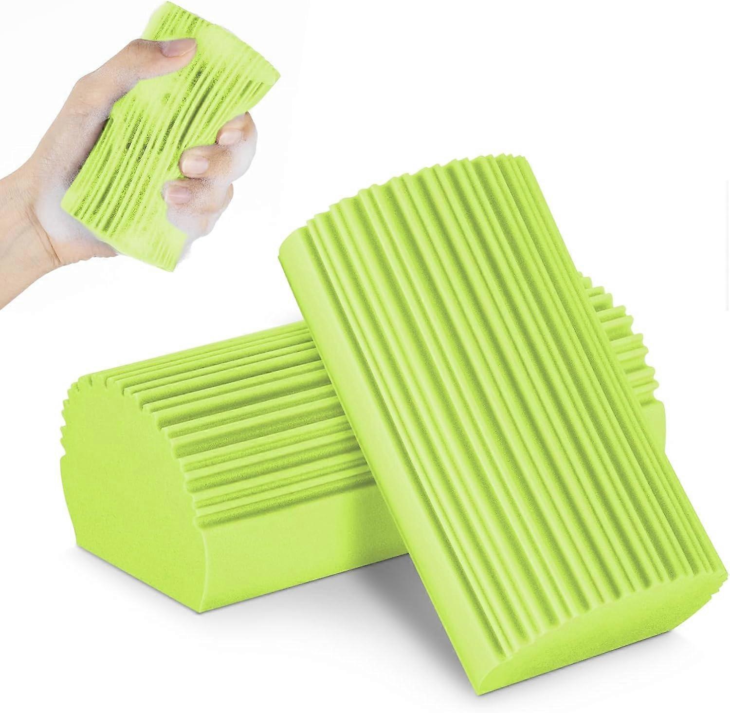 2 Pack Damp Clean Duster Sponge, Magic Cleaning Sponge Baseboard Cleaner Tool, Dusters for Baseboards, Vents, Mirrors
