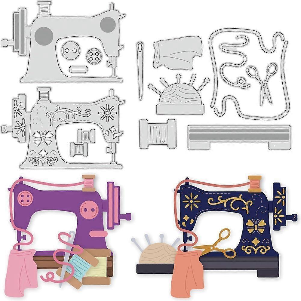 2 Styles Old Sewing Machine Die Cut Metal Paper Cutting Dies Stencils Sewing Tools Metal Embossing Stencils Template for Paper Card Making DIY Scrapbo