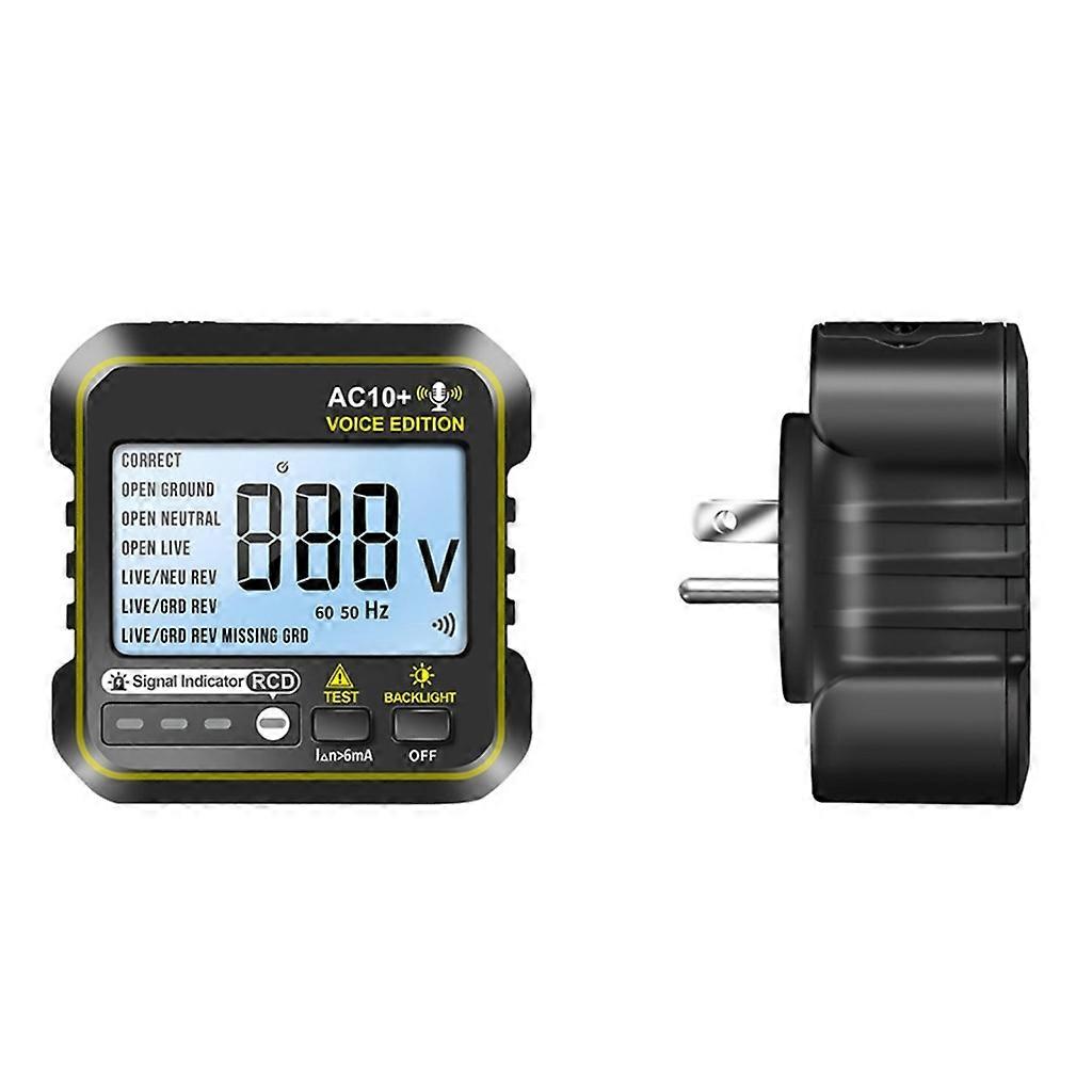 AC10+ Smart Socket Tester Electrical Receptacle Detector with LCD Display
