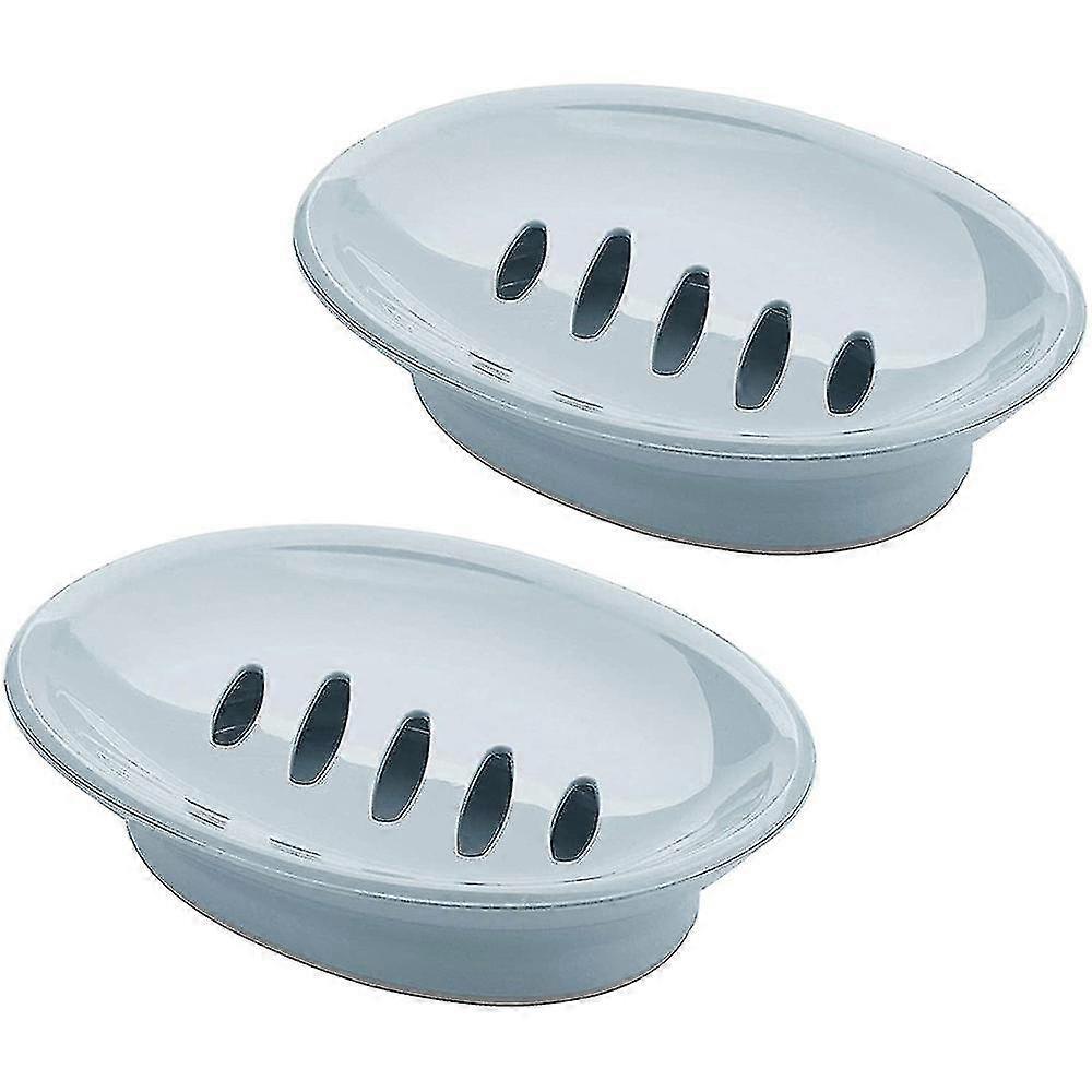 2 Pack Plastic Soap Dish Holder With Drain, Bar Soap Saver Box