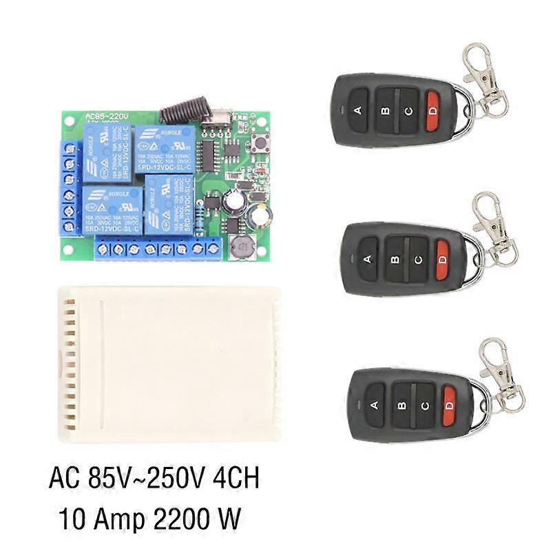 433mhz Universal Wireless Remote Control Ac 110v 220v 10amp 2200w 4ch Relay Receiver Module Rf Switch For Gate Garage Opener - Remote Control - AliExp