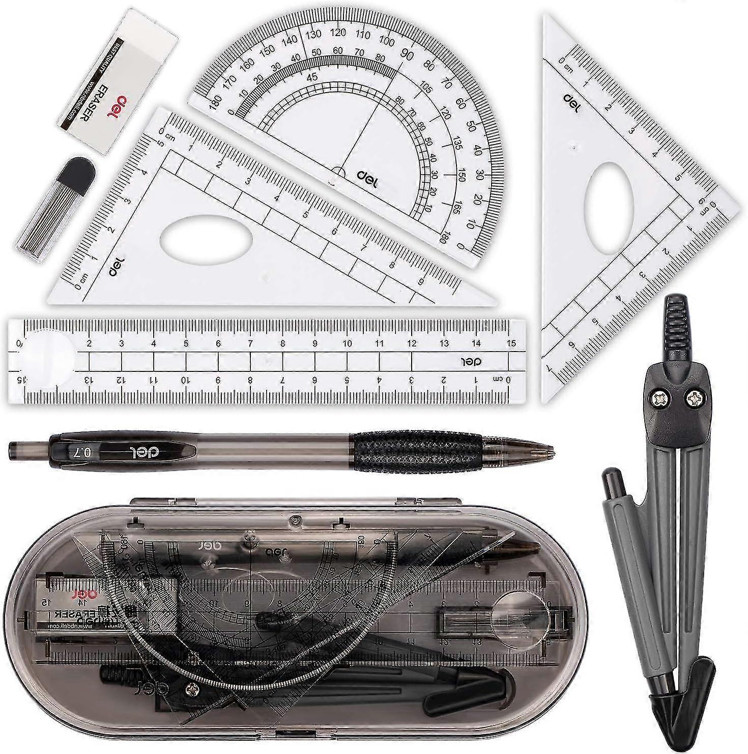 Compass Set, Compass For Geometry Math Geometry Kit 8 Pieces - Student Supplies Drawing Compass, Pro