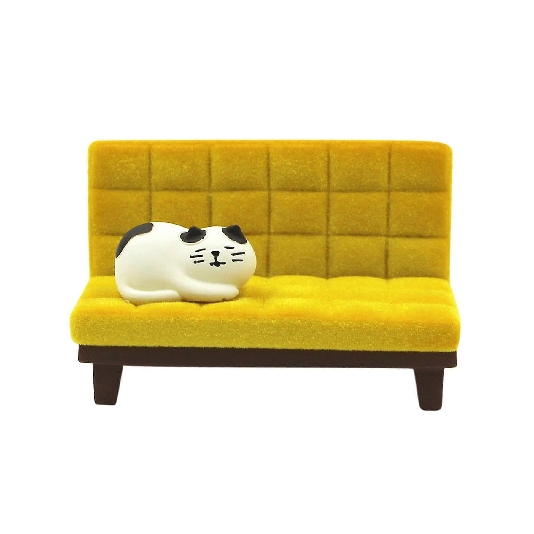 Chat mignon téléphone portable support de téléphone de bureau support de téléphone (chat blanc canapé jaune)