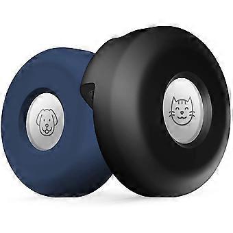 Hundehalsbänder, Haustier Silikon Abdeckung, 2er-Pack leichte Hundehalsbänder Katzenring Halter Haustier Anti-Lost Zubehör, Schwarz und Blau