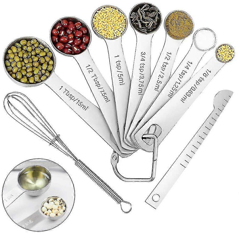 Measuring Spoons 9 Pieces, Stainless Steel Measuring Good Kitchen Tools