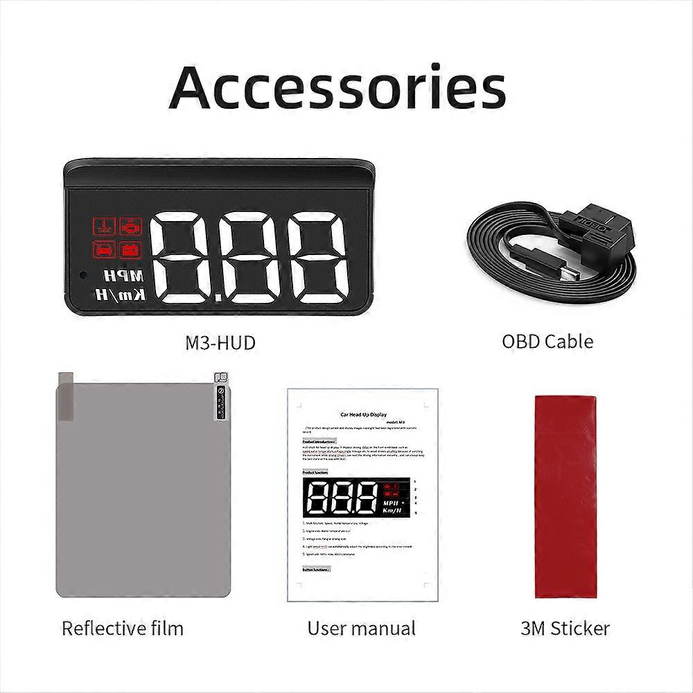 M3 Auto OBD2 GPS Head Up Display Auto Electronics HUD Projector Display Digital Car Speedometer Accessories For All Car