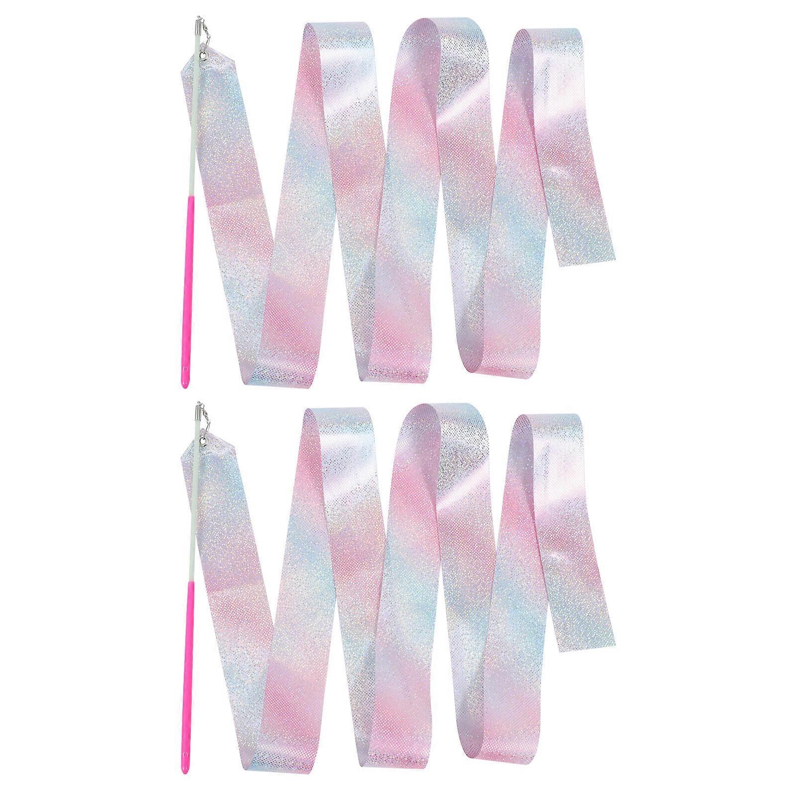 2Pcs Children Shining Gymnastics Streamers for Performance Competition