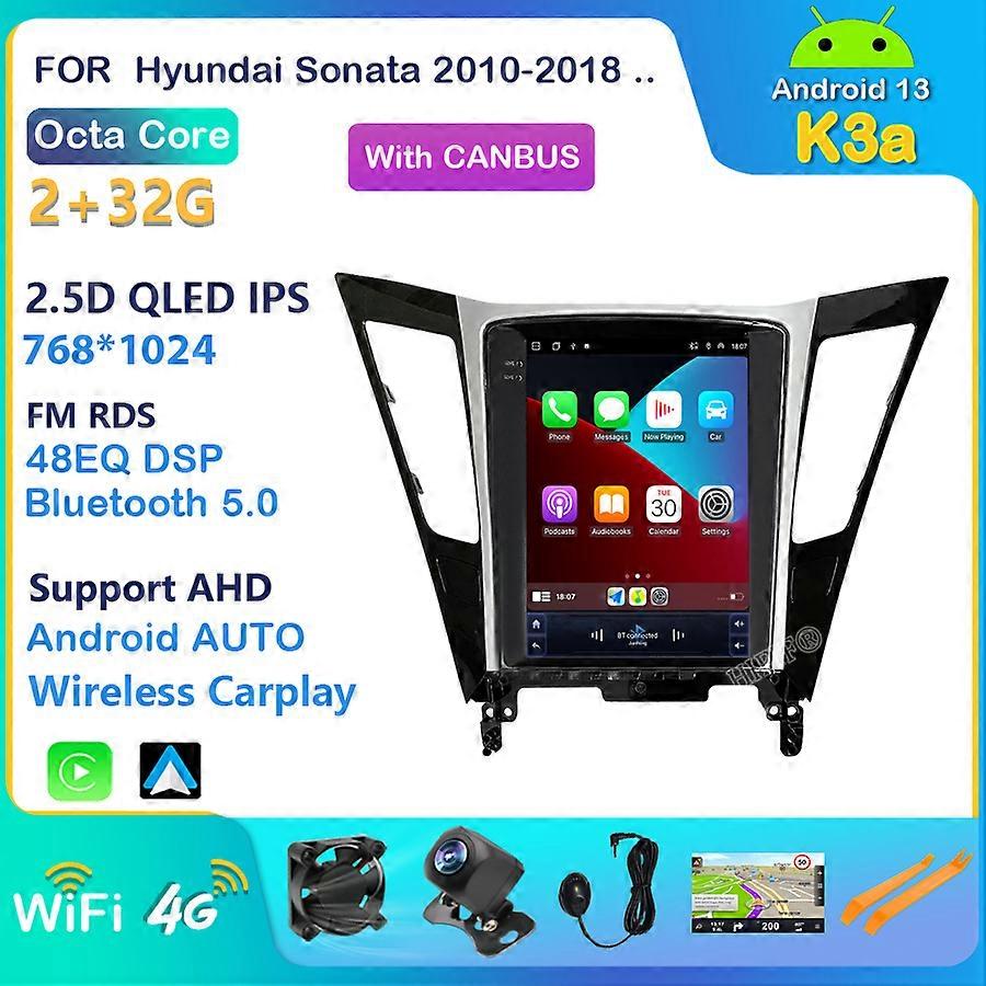 DSP Android 13Car Radio For Hyundai Sonata 8 YF 2010-2015 Multimedia Tesla Vertical Screen Navigation BT GPS 2 DIN DVD