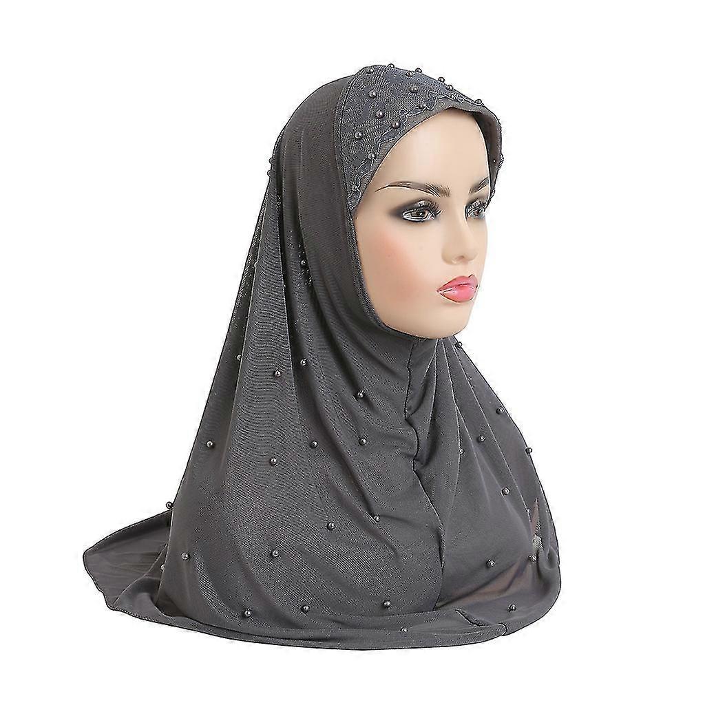 Chiffon Muslim Hijab Hijab Double Mesh Beaded Hijab Soft and Breathable, Comfortable