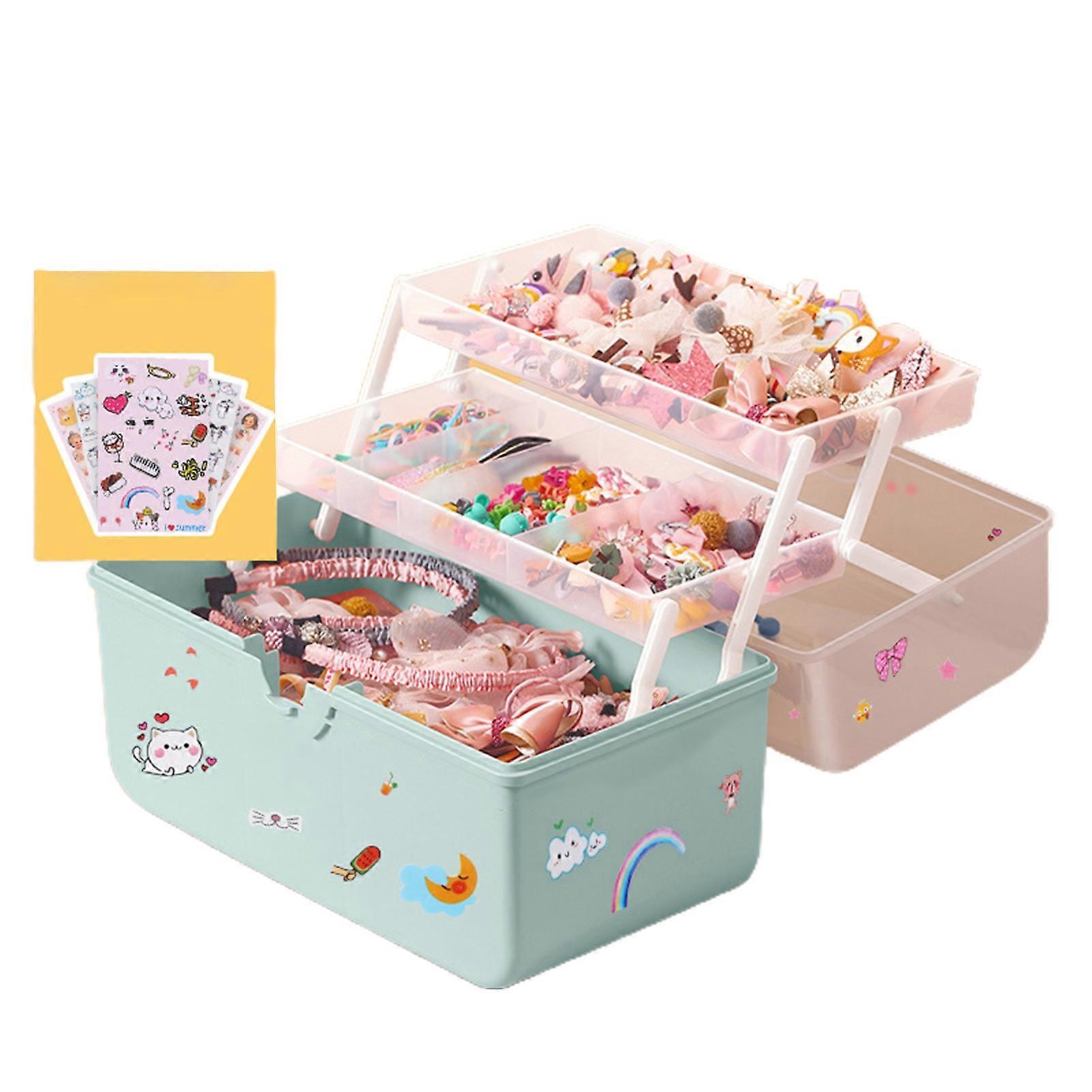 Desktop Storage Box Dustproof Large Capacity Multi Slots Foldable Comfortable Handle Store Small Stuff Smooth Surface Multi Layers Jewelry Storage Cas