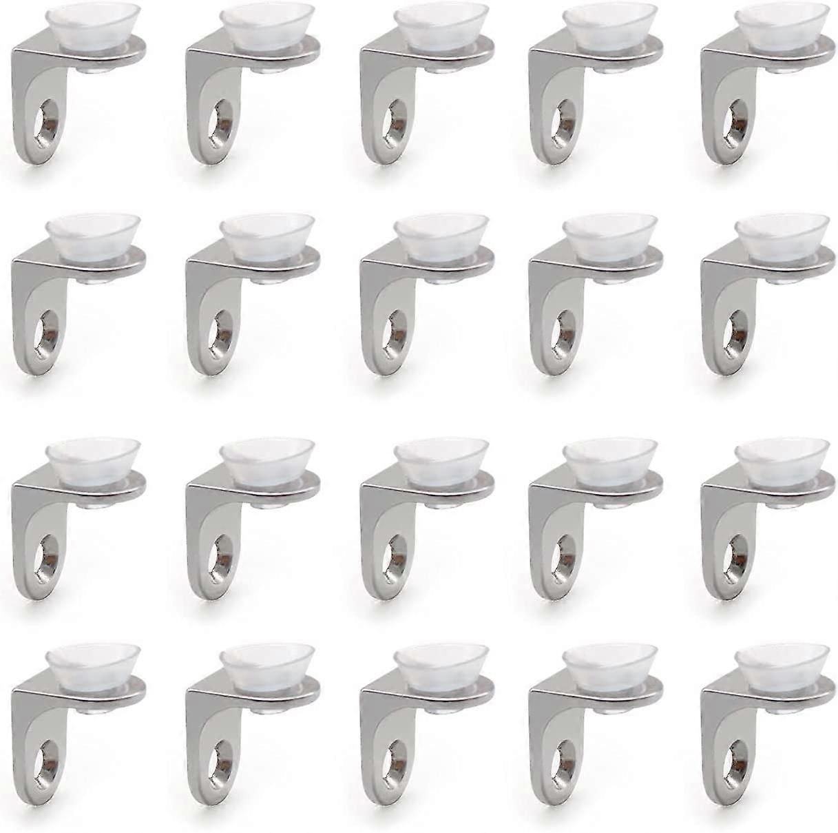 20 Pieces Right Angle Fixing Bracket Glass Shelf Support Base Bracket with Anti-Scratch Suction Cup