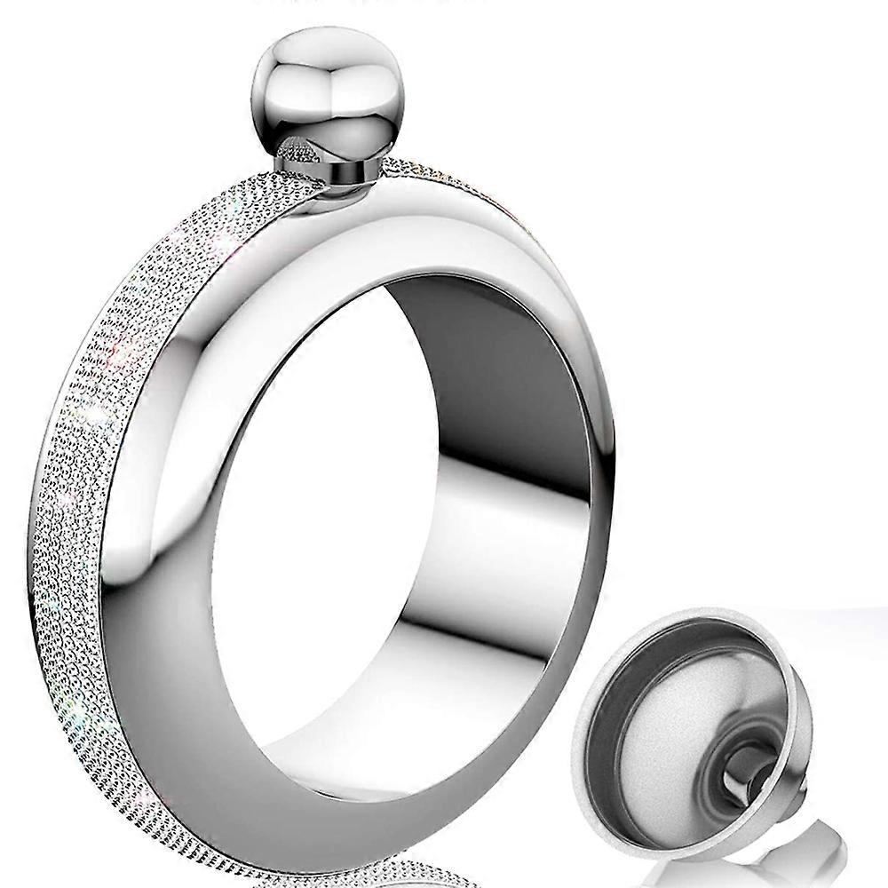 Bangle Flask 304 Stainless Steel with Handmade, 3.5oz Silver