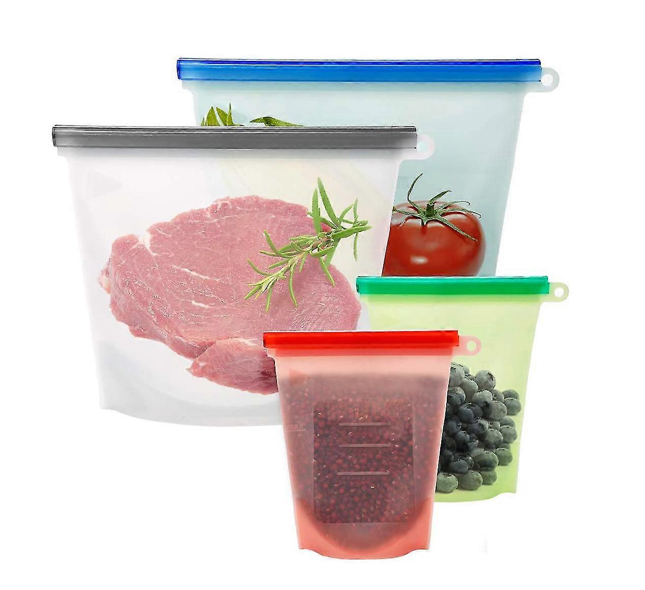 4 stykker gjenbrukbare silikon matposer