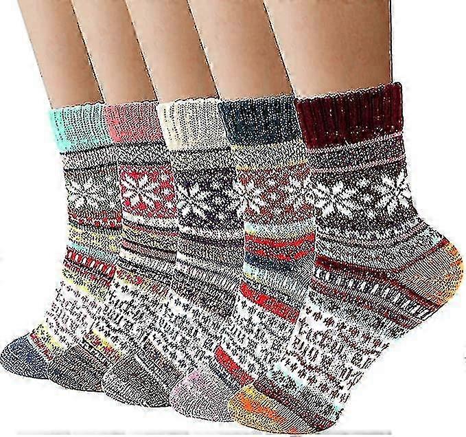 5 Pairs Women's Warm Winter Socks, Thick Knitted Socks Cosy And Breathable,eu Size 35-42 Zekai VCNMR
