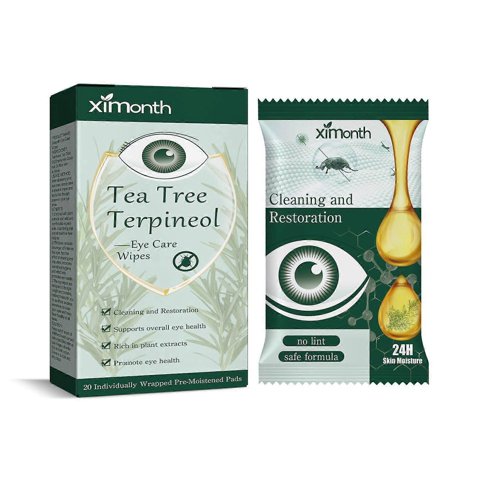 Tea Tree Oil, Μαντηλάκια Βλεφάρων &; Βλεφαρίδων Με Υαλουρονικό Οξύ, Πράσινο Τσάι &; Χαμομήλι Για Βλεφαρίτιδα, Φαγούρα &; Κριθαράκι Μάτια, Ατομικά Τυλιγμένο, Φυσική Βλεφαρίδα