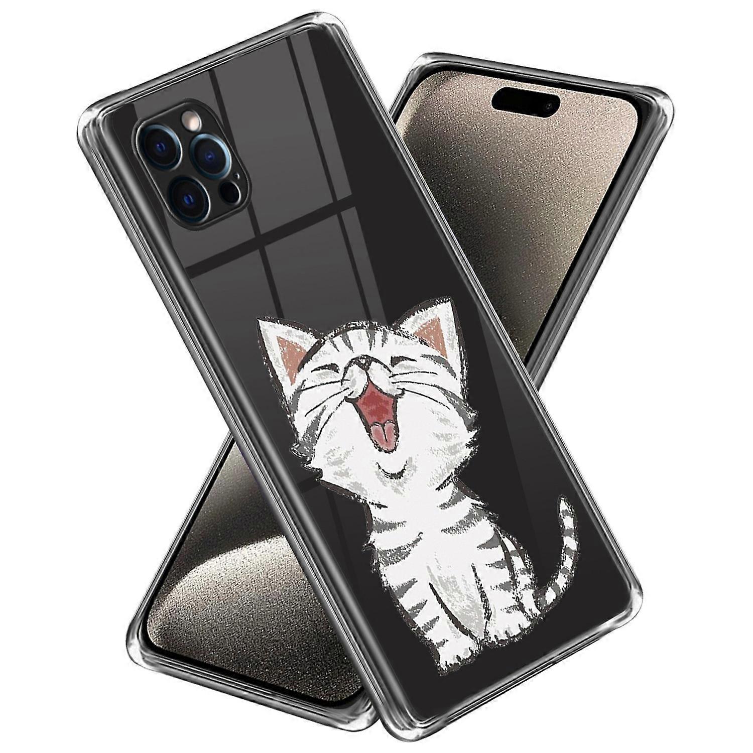For iPhone 16 Pro Max Case Pattern Printed Shockproof TPU Phone Cover - Cat