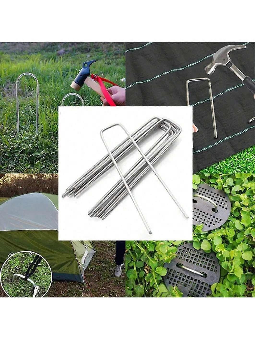 10 قطع حصص نسيج المناظر الطبيعية المجلفنة ، أوتاد حديقة على شكل حرف U لتأمين الحاجز ، الغطاء الأرضي ، الخيمة ، الخرطوم ، الأنابيب