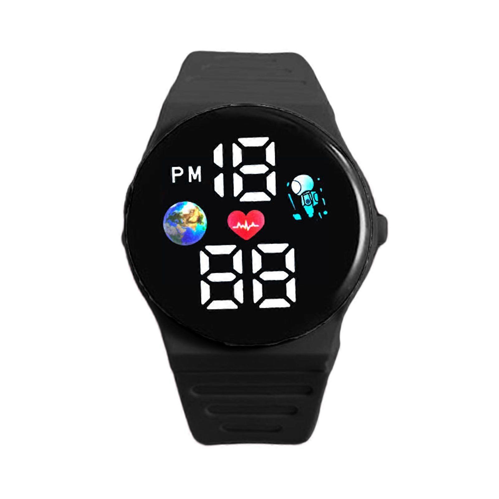 Spaceman Kids Watch Silicone Strap Ergonomic Design LED Large Round Screen Accurate Time Displaying Stylish Watch
